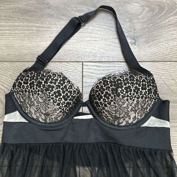 Victoria’s Secret Black Lace Babydoll‎ Slip Size 32B - Picture 4 of 8